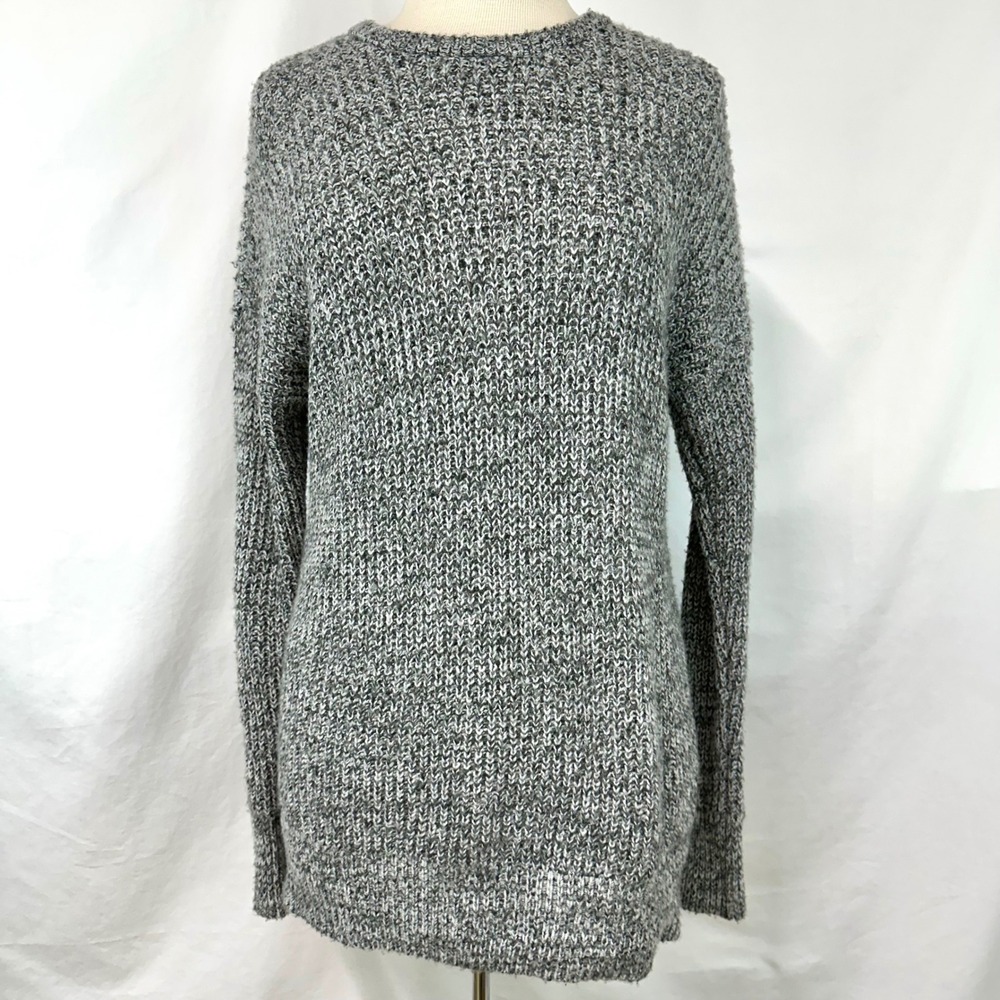 ABERCROMBIE & FITCH Gray Wool Blend Crewneck Chunky Knit Tunic Sweater Women M/L